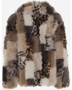 Blancha Color-Block Shearling Jacket - Brown