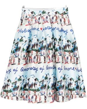 ALESSANDRO ENRIQUEZ Printed Midi Skirt - White