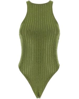 VENUJA One-Piece Swimsuit With Racerback And Striped Sequins - Green