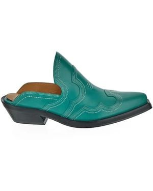 Ganni Western Mules - Green