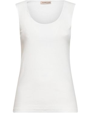 Blanca Vita Ribbed Jersey Heat-Sealed Tank Top - White