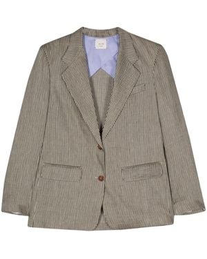 Alysi Striped Single-Breasted Blazer - Grey