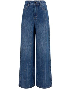 Self-Portrait Crystal-Striped Jeans Lyocell - Blue
