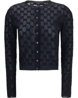Gucci Gg All-Over Viscose Crepe Cardigan Viscose; Cotton; Polyamide - Blue