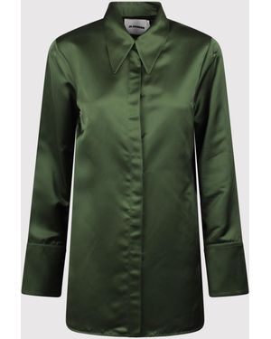 Jil Sander Oversized Satin Short-Sleeve Shirt - Green