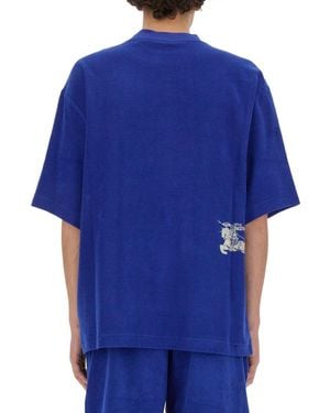 Burberry Oversized T-Shirt Cotton T-Shirts - Blue