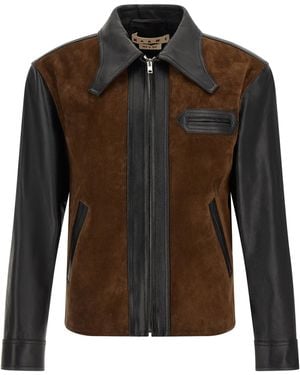 Marni Calfskin Leather Jacket Clothing - Brown