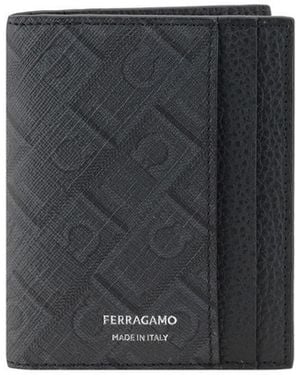 Ferragamo Calf Leather Bos Taurus Wallet - Black
