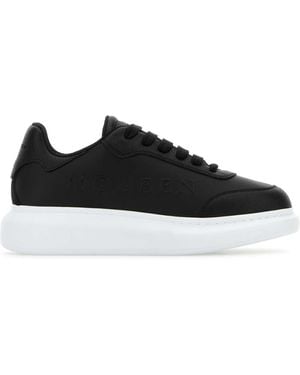 McQueen Leather Trainers With Leather Heel - Black