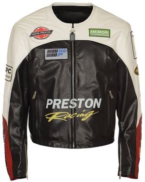 Heron Preston Moto Patches Leather Jacket - Black