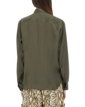 Dries Van Noten Silk Blend Satin Shirt Acetate - Green