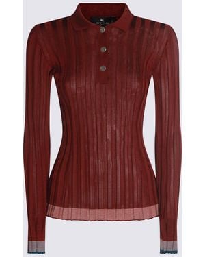 Etro Aubergine Viscose Polo Shirt - Red