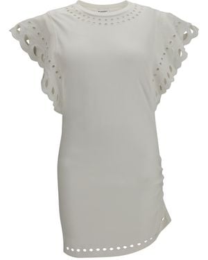 Isabel Marant Orlane Cotton And Broderie Dress - Grey