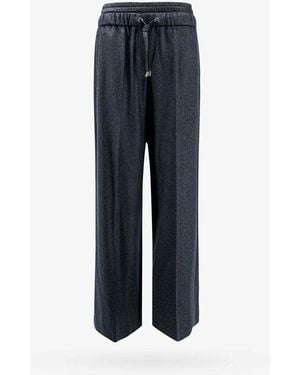 Brunello Cucinelli Anthracite Wool Wide Leg Pants - Blue