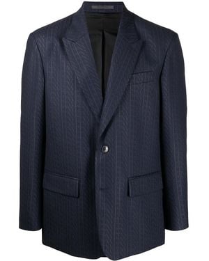 Valentino Vltn-Print Single-Breasted Suit Jacket - Blue