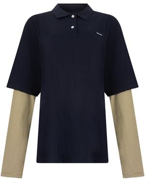 Miu Miu Layered Cotton Polo Shirt T-Shirts And Polos - Blue
