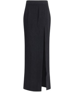 Alessandra Rich Tweed Long Skirt Fleece Wool; Polyamide - Black