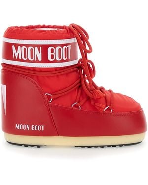 Moon Boot Snow Boots With Logo Print Technical Fabric - Red