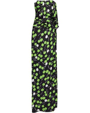 Saint Laurent Cherry Silk Long Bustier Dress - Green