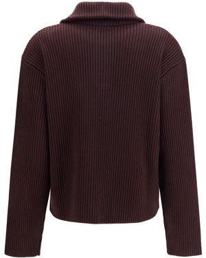 Courreges Ribbed Zip Sweater - Purple