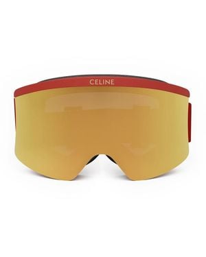 Celine Cl40302U Ski Mask 67C Rosso Opaco Sunglasses - Yellow