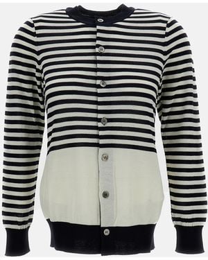 Junya Watanabe Round Neck Striped Cardigan - Black
