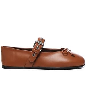Miu Miu Leather Ballet Flats - Brown