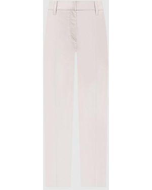 Brunello Cucinelli Light Neutral Slim Cotton Trousers With Front Crease - Pink