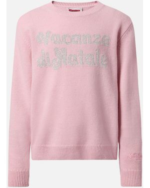 MC2 Saint Barth Princess Cashmere-Blend Crewneck With Vacanze Di Natale Lurex Jacquard - Pink
