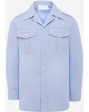 Gucci Stretch Cotton Shirt Blouses And - Blue