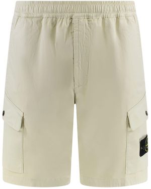 Stone Island Cotton Bermuda Shorts - Natural