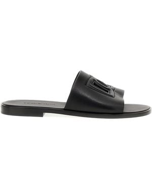 Dolce & Gabbana Dolce & Gabbana Logo-Embellished Leather Slides - Black