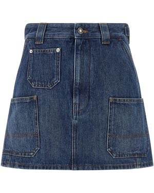 Givenchy Cargo-Pocket Denim Skirt - Blue