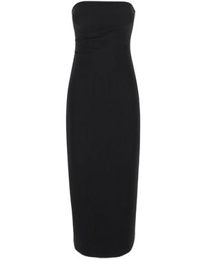Plain Bustier Dress With Slit - Black