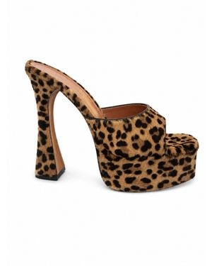AMINA MUADDI Dalida Slipper 140 Leopard-Print Pony Hair Platform Sandals - Brown