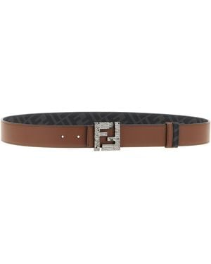 Fendi 'Squared Ff' Reversible Belt - White