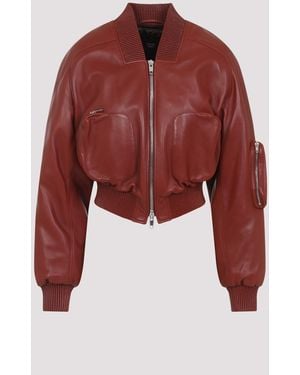 Phoebe Philo Pocket Bomber Jacket Lamb Leather - Red