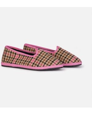 MC2 Saint Barth Girl Pied De Poule Slipper Loafers - Pink