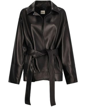 KHAITE Alder Soft Nappa Leather Oversized Biker Jacket With Matching Belt - Black