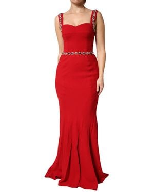 Dolce & Gabbana Embellished Sheath Mermaid Gown Dress 46+03+Vi - Red