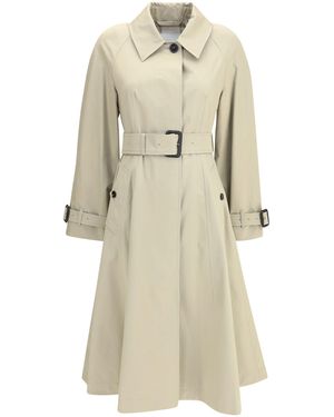Burberry Ellingham Fit-And-Flare Long Gabardine Trench Coat - Natural