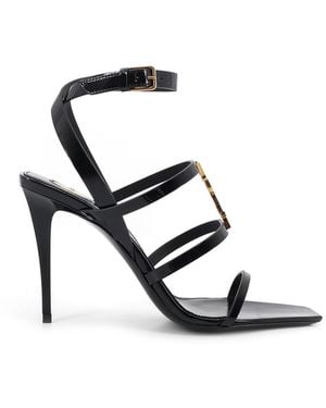 Saint Laurent Cassandre Patent Leather Sandals - Black