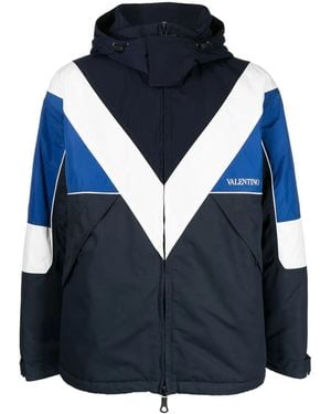 Valentino Logo-Print Zip-Up Jacket Clothing - Blue