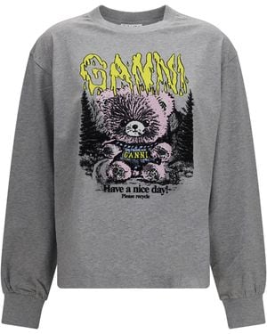 Ganni Isoli Teddy Forest Sweatshirt Paloma - Gray