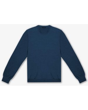 Larusmiani Crew Neck Jumper Maglieria Basica Leggera - Blue