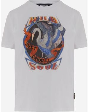 Just Cavalli Cotton Logo Print T-Shirt T-Shirts & Jerseys - Grey