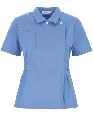 Miu Miu Cerulean Poplin Shirt - Blue