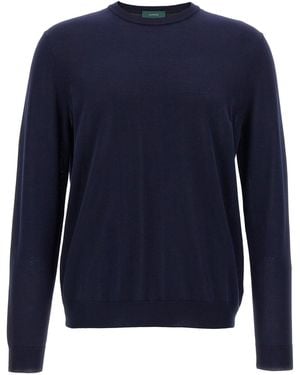 Zanone Crew Neck Cotton Jumper - Blue