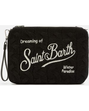 MC2 Saint Barth Parisienne Wool Braid Crossbody Bag Braided Blend Pochette - Black