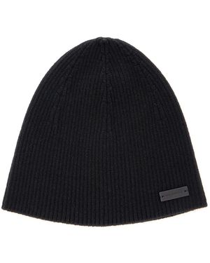 Saint Laurent Beanie With Logo Patch - Blue